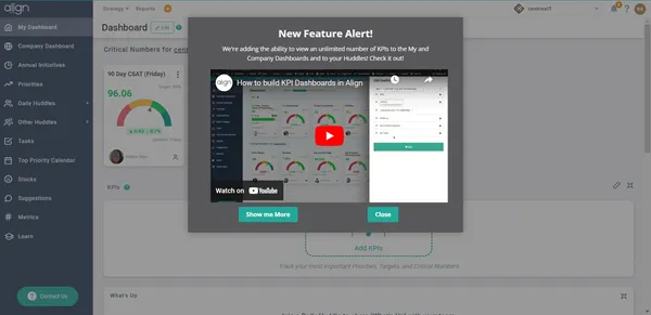 My Dashboard inside Align